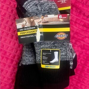 Dickies Men’s Dri-Tech Performance Crew Socks Black/Gray (Only 3 Pairs)